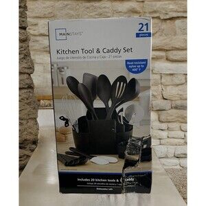 21 Piece Kitchen Tool And Caddy Set Black - NEW In Box Mainstays